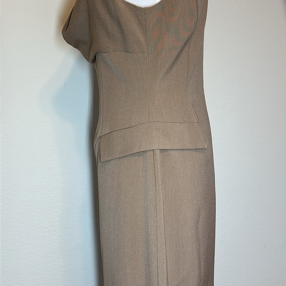 Boston Proper Cowl Neckline Sheath Dress Taupe Tan Size 10 - Picture 5 of 14